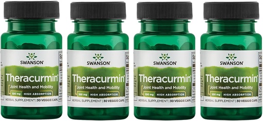[BRSRMEIFOB6WC2D5] Swanson Theracurmin - Herbal Supplement Supporting Joint Health & Mobility - Formulated for High Absorption - (30 Capsules, 100mg Each) (4 Pack)