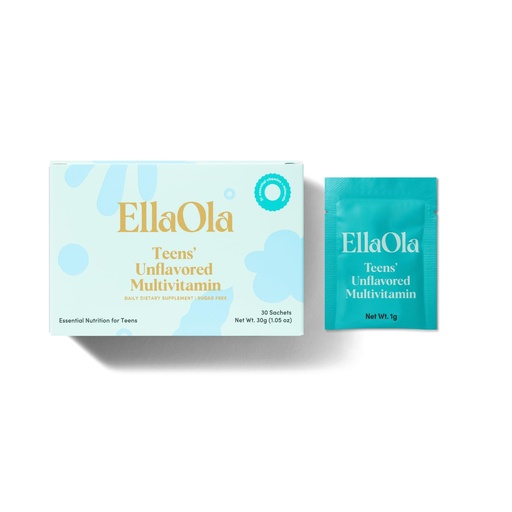[BRSRGAAOOAHBO335] ELLAOLA Teen Multivitamin Powder, Tasteless SugarFree Sachets, Ages 12-17 | 21 vitamins and minerals, methylated for absorption. No dyes, vegan. Stirs invisibly into foods teens already love.