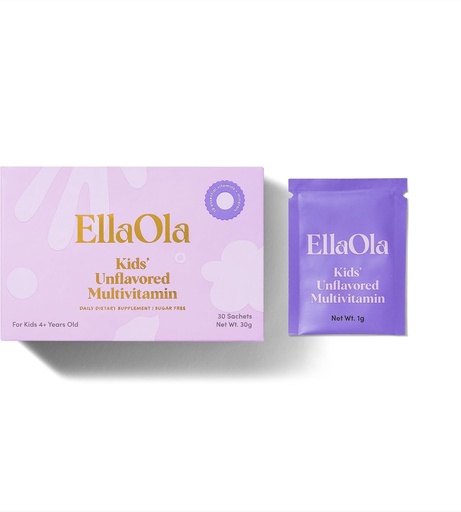 [BRSRYEA3CQMRYDLP] ELLAOLA Kids Multivitamin Powder, Tasteless Sugar Free Sachets, Ages 4-11 | 19 vitamins and minerals, methylated for absorption. No dyes, vegan. Stirs invisibly into foods picky eaters already love.