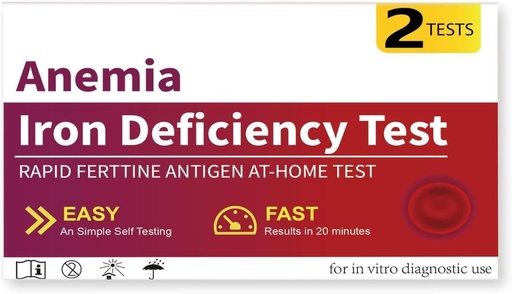 [BRSRY2Y6BYBBMCLK] Iron Deficiency Home Test kit Rapid Self-Test Iron Level Anemia Ferritine for Men, Women, Adults, and Children [2 Tests]