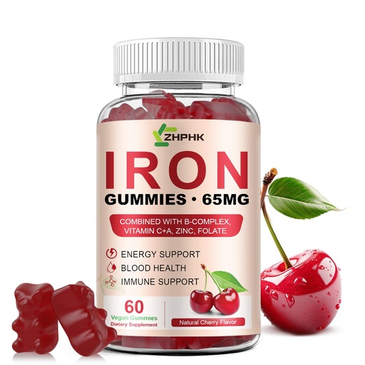 [BRSRACY5A5YW2E3J] Iron Supplement for Women, Iron 65mg Energy Support for Iron Anemia | Iron Supplement for Women, Iron 65mg & Vitamin C 250mg per Serving, with B6 B12 Folate, Cherry Flavor