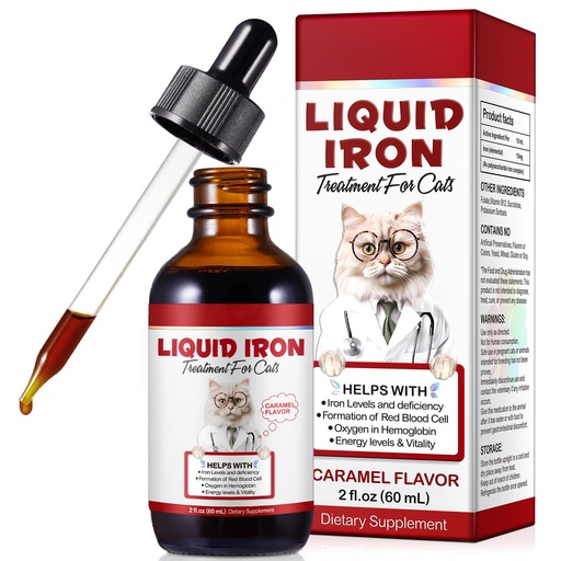 [BRSRACQYOR5B4ELK] Iron Supplements for Cats, Liquid Iron for Cats, Liquid Iron Drops with Folate and B12 Supports Anemia, Low Enery Levels and Lethargy, Improve Energy Levels & Vitality, Cat Supplement