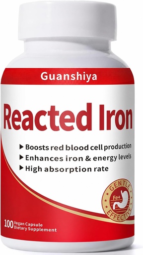[BRSRYYIZPJ6WEHTB] Reacted Iron - Iron 30mg (Ferrous Bisglycinate 325mg) for Red Blood Cell & Energy Support - Supports Anemia, Fatigue - Non-Constipating - 100 Capsules