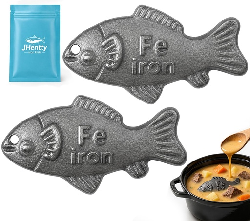 [BRSRGCYHBYNAIHLP] 2 Pcs Iron Fish for Cooking, Natural Iron Supplement to Reduce Risk of Iron Deficiency, Ideal for Anemia, Vegans & Pregnant Women, Use Once Daily - Many Years Supply Included Iron Fish