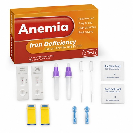 [BRSRYZI3AEMGEG3D] Iron Deficiency at Home Test Kit – 2 - Pack, Anemia Iron Test Kit, for Quick Response and Accurate Results. Suitable for Both.