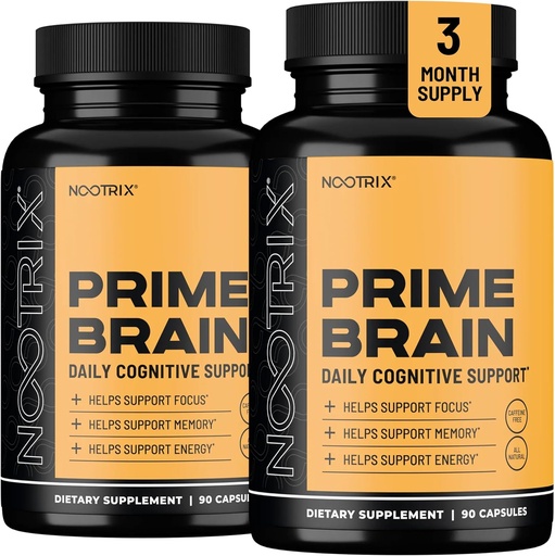 [BRSROAAZBYFRG23L] Nootrix Prime Brain Nootropic Supplement | 지원 메모리, 정신 초점,인지 건강 및 에너지 | 건강한 계류 및 뇌 기능 촉진 | Ginkgo Biloba, Lion's Mane & L Theanine | 180 캡슐