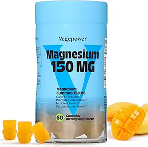 [BRSROADYA56Q2E3D] Vegan Magnesium Citrate Gummies, 150mg Magnesium Gummies for Adults & Kids, High Absorption Calm Magnesium Supplement for Sleep, Muscle Relax, Nerve and Bone Health, Gluten Free, Non-GMO, 60 Gummies