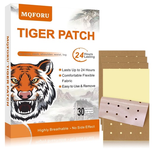 [BRSREYI6CV4A2FDZ] MQFORU Tiger Patches, 30 Pcs Chinese Tiger Plaster, Natural Herbal Adhesive Plasters for Muscle Joint Purposes, Maximum Strength Knee Patches for Back Shoulder Neck