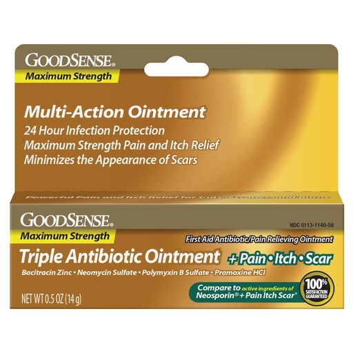 [BRSWYZQEAABAK3T5] GoodSense Triple Antibiotic Pain + Scar Ointment for Minor Cuts, Scrapes and Burns, 0.5 Ounce