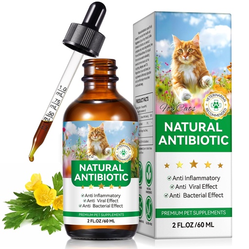 [BRSRGGD2BUBWCELD] Antibiotics for Cats, Natural Antibiotics for Cats, Cat Multivitamin for Pets, Cat Antibiotics Helps Support a Healthy Immune System, 2 Fl Oz