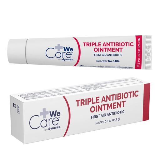 [BRSWIYADAQARWF3I] Dynarex Triple Antibiotic Ointment, Topical Antibiotic Cream Used for Minor Wounds, Convenient First Aid Ointment 0.5 oz. Tube, 1 Tube