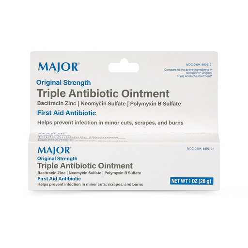 [BRSWIEYHOEHB6FY3] MAJOR Triple Antibiotic Ointment, Original Strength Formula, 1 Oz Tube | First Aid Antibiotic for Infection Prevention in Scrapes, Cuts, and Burns, For External Use Only