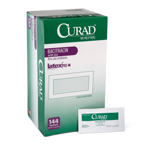 [BRSWKHTQOENAKYDC] CURAD Bacitracin Ointment with Zinc, 0.9 g Foil Packet, Box of 144