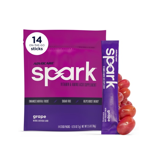 [BRSWIHA5B55B4AY5] AdvoCare Spark - Energy Drink Mix - Vitamin & Amino Acid Supplement - Supports Energy & Focus* - Portable Immune Support* - Sugar-Free - Grape, 14 Stick Packs (3.5 oz)