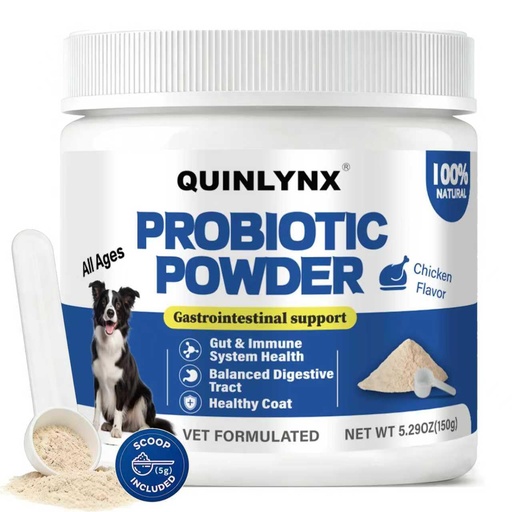 [BRSRGBAHAQFRE3LK] Natural Probiotic Powder for Dogs - Vet Formulated Digestive & Gut Health Supplement with 15 Probiotic Strains & 6 Billion CFU, Supports Immunity, Energy Levels, Skin and Coat Health, 30 Scoops