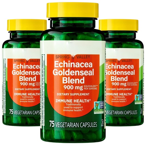 [BRSROEL5CV4AE3Y2] Echinacea Goldenseal Blend, 900 mg, 75 Vegetarian Capsules, Pack of 03