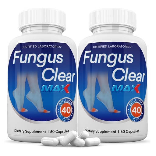 [BRSWYBANOEBQ43TK] Justified Laboratories Fungus Clear Max - 60 Capsules, Pack of 2 - Probiotic Formula with 40 Billion CFU - 60 Servings