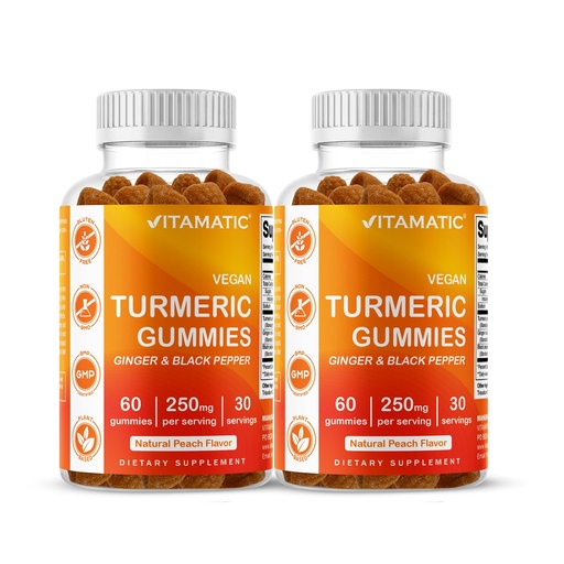 [BRSW2AQEDEFBAFD4] Vitamatic Turmeric Gummy with Ginger & Black Pepper Extract – 60 Vegan Gummies Each | 2 Pack (120 Gummies) 95% Curcuminoids – Powerful Antioxidant & Inflammatory Support