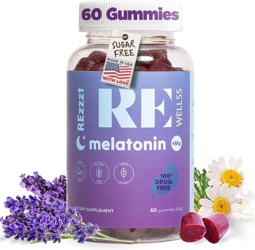[BRSROAYHOEFRUELF] Melatonin Gummies I 5mg Melatonin Sleep Support Gummy for Adults I Fall Asleep Supplement for Health TEN Magnesium L-Theanine TEN Vegan Non-GMO Gluten & Gelatin Free, Sugar Free TEN Mix Berries