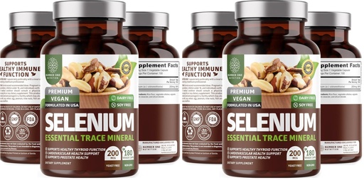 [BRSREAAYCMFQKADK] N1N Premium Pure Selenium [200MCG, Max Absorption] Essential Trace Mineral to Support Immunity and Prostate Function, 180 Veg Caps (Pack of 2)