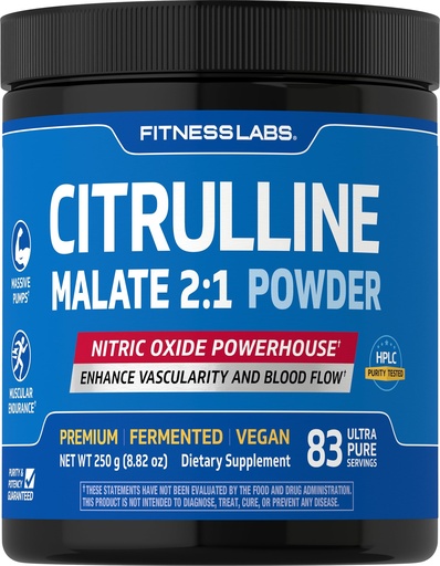 [BRSWKHY2AYORYG33] Fitness Labs Citrulline Malate Powder | 3000mg | 8.82oz | 2:1 | Nitric Oxide Supplement | HPLC Purity Tested | Vegan, Non-GMO, Gluten Free