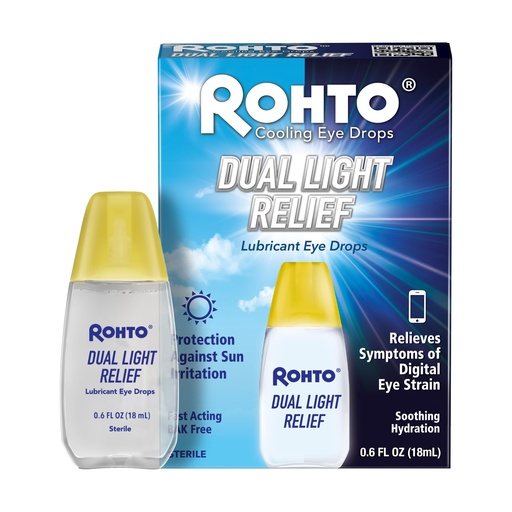 [BRSRAZARPIHGG3LV] Rohto Dual Light Relief Cooling Lubricant Eye Drops, Protect Against Sun Irritation & Digital Eye Strain, Fast-Acting Relief of Dry Eyes, Grittiness, Burning & Stinging, 0.6 fl oz