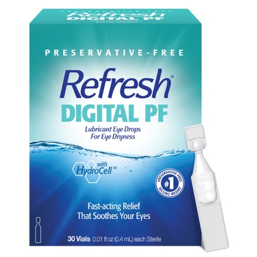 [BRSWYFQTCEARUCL2] REFRESH DIGITAL PF Lubricant Eye Drops Preservative-Free Artificial Tears, 0.01 fl oz (0.4 mL), 30 Single-Use Containers