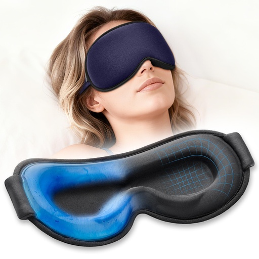 [BRSRAYDQPIIWEETD] 3D Cooling Gel 6oz Weighted Eye Mask for Sleeping & Screen Fatigue Relief, Ice Cold Compress Sleep Mask for Migraines, Headaches & Eye Strain, 100% Blocking Contour Eye Mask for Better Rest, Blue