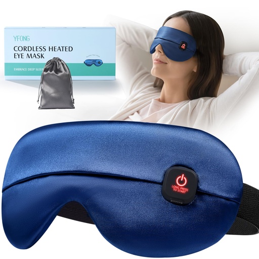 [BRSRAFT5OB6BOEIU] YFONG Cordless Heated Eye Mask for Dry Eyes, Warm Eye Compress, Blue | 3 Heat Settings, Soothing Relief for Dry, Chalazion Blepharitis Stye Eye Treatment, MGD, Moist Heat, Washable Eye Cover