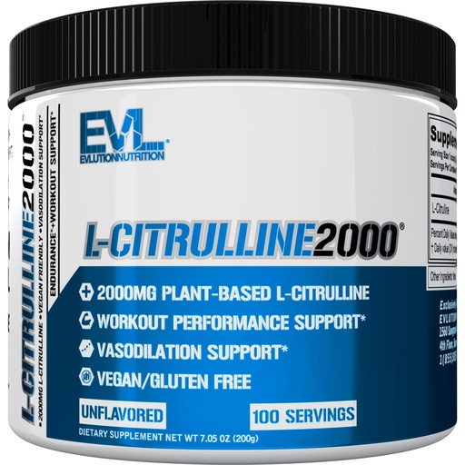 [BRSWGGD4CMIQAETK] Evlution L-Citrulline2000 Nitric Oxide Pre Workout Powder Nutrition High Strength L Citrulline Powder for Enhanced Muscle Strength and Intense Pumps - Plant Based Nitric Oxide Booster - Unflavored