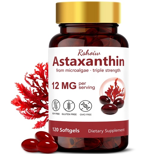 [BRSRGBQQBMPWC3DZ] Astaxanthin 12mg, 120 Softgels, 120 Day Supply | Natural Antioxidant from Haematococcus Pluvialis Microalgae, Non-GMO, Gluten Free, Soy Free