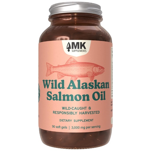 [BRSRGCYOPIFWGAL7] MK Supplements Wild Alaskan Sockeye Salmon Oil, Omega-3 EPA DHA | Tested for heavy metals/rancidity, 90 softgels, EPA and DHA per serving, astaxanthin, vitamins A and D, amber glass