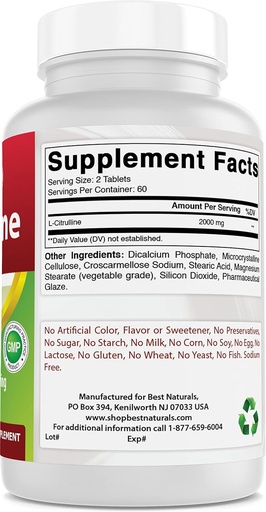 [BRSRMCYCBN6AKC3D] Mejores Naturales L-Citrulline 2000mg &amp; L-Arginine 1000 mg