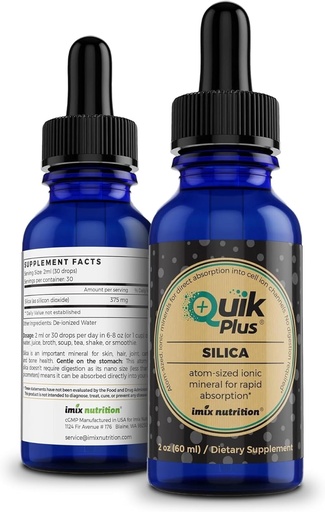 [BRSWYZ3RBMORYDLB] QuikPlus Liquid Mineral Supplement for Adults – Vegan, Gluten-Free, All Natural, Highly Bioavailable – 2 oz Bottle (Silica)