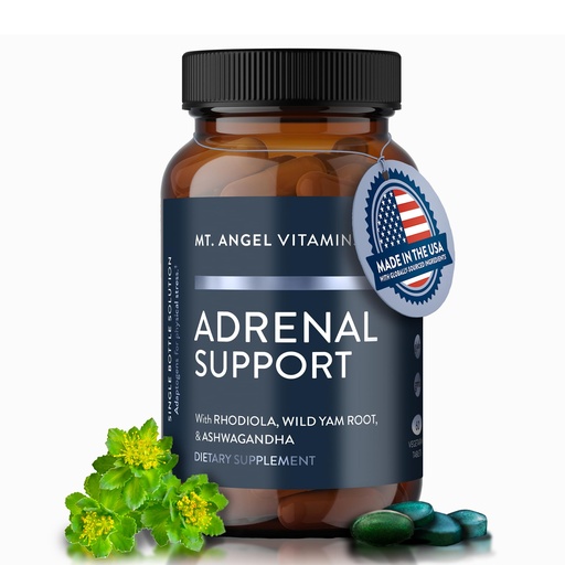 [BRSWECQ6BANBMCY3] Mt. Angel Vitamins - Adrenal Support - Mood, Focus, Relaxation, Stress, and Adaptogens Support w/Ashwagandha Extracts - 60 Tablets