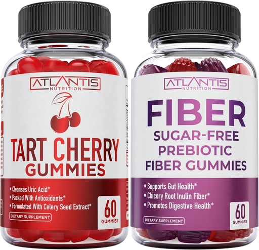 [BRSROZTYOQAQY3T6] Atlantis Nutrition Tart Cherry 60 Gummies + Sugar Free Prebioko Zuntz Gummies 2Pack (120 Gummies)