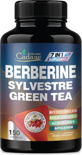 [BRSRAAIFAR7GM3AU] Cadane Berberine Extract - Berberine Supplement with Gymnema Sylvestre, Green Tea & More - 150 Capsules for Immune System, Digestion Health Support