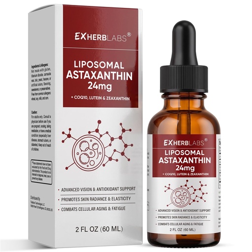 [BRSRY232OUDQY3TV] Liposomal Astaxanthin 24mg Liquid Drops, Antioxidant Support | Overall Wellness Support for Skin & Eye Health, Combats Cellular Aging & Fatigue, with Lutein & Zeaxanthin, Non-GMO, 2 FL OZ