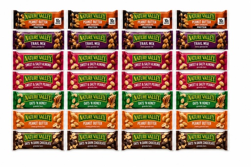 [BRSRYYL5CEBAGC3G] Nature Valley Variety Pack Granola & Protein Bars, 28 Count Assorted Snack Bars, Peanut Butter Dark Chocolate Protein, Trail Mix, Sweet & Salty, Oats N Honey & Peanut Butter Flavors, Individually Wrapped Grab-and-Go Snacks