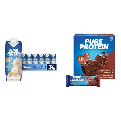 [BRSROAINOQCRQCQ6] Pure Protein Vanilla Protein Shake, 30g Complete Protein & Bars, High Protein, Nutritious Snacks to Support Energy