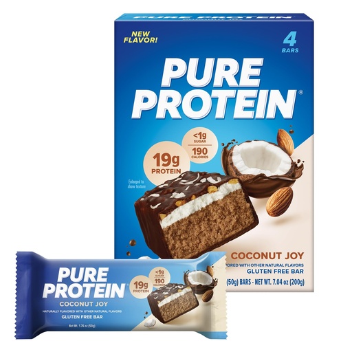 [BRSRYEATBMHAMC32] Pure Protein Coconut Joy Protein Bars, 20g Protein, Gluten Free, 4 Ct