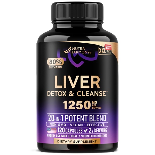 [BRSRACQZDIGQ4AD6] Liver Cleanse & Detox - Milk Thistle, Dandelion, Artichoke, TUDCA, 120 Caps | Liver Health & Bile Production Support 1250 mg - 20in1 | 80 % Silymarin | Supplement for Men & Women - Lab Tested, Vegan