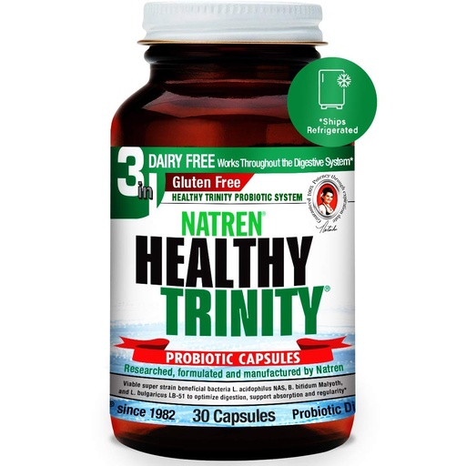 [BRSWIYQGOINB2EQZ] Natren Healthy Trinity Probiotics Supplement - 30 Dairy and Gluten Free Gel Capsules - Improve Gut and Digestive Health, 30 Billion CFU - Lactobacillus Acidophilus, Bifidobacterium, Bulgaricus