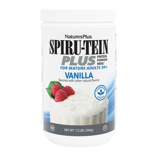 [BRSWIYTYO4AQI2DO] NaturesPlus SPIRU-TEIN Plus, Vanilla - 1.20 lb - Plant-Based Protein Powder with D3, Biotin for Adults 50+ - Vitamins & Minerals for Energy & Well-Being - Vegetarian, Gluten Free - 16 Servings