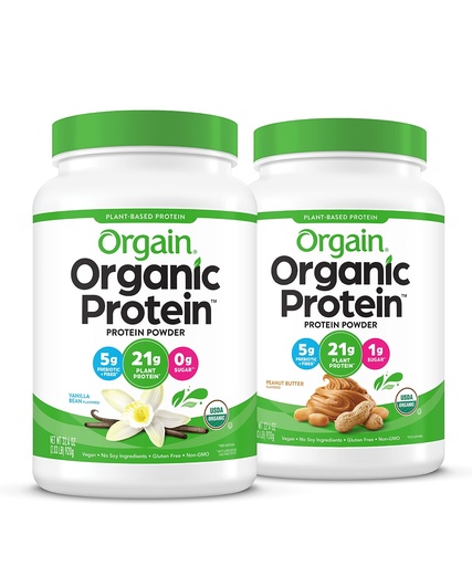 [BRSWYFA6OV7AKELU] Orgain Organic Vegan & Peanut Butter Plant Based Protein Powders (2.03 Lb Each)