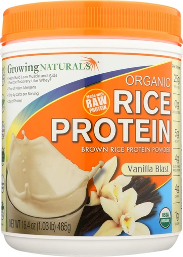 [BRSWKHQECMARCD3U] Organic Rice Protein Vanilla Blast -- 1 lb by Growing Naturals