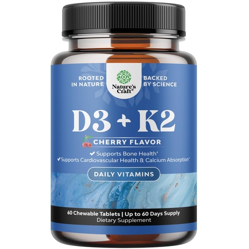 [BRSWYZANBENBUCTU] Vitamin D3 with K2 MK7 Supplement - Vitamin D3 2000 IU Tablets and K2 for Immune Support Bone Health Heart Health Joint Support Bone Strength and Mood Boost - VIT Immune System - 60 Count
