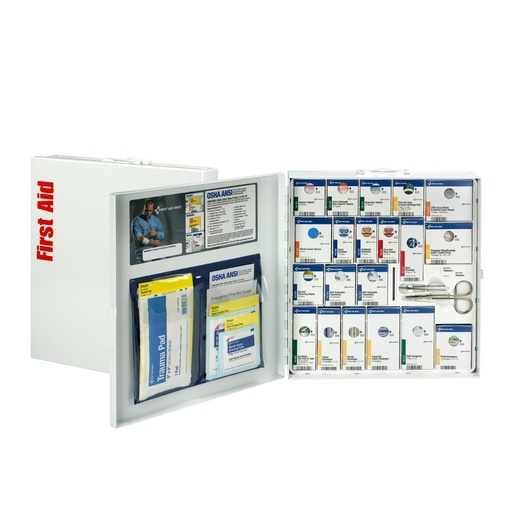 [BRSWKFT2BB6RGFDK] First Aid Only 746000 SmartCompliance 50-Person ANSI A+ and OSHA Compliant First Aid Kit for Business, Large Metal First Aid Cabinet with Medications, 241 Pieces