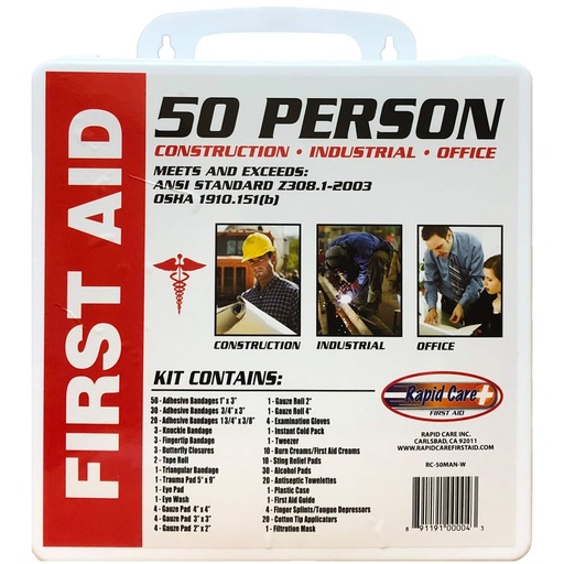 [BRSWIGIEDIGAYDD2] Rapid Care First Aid RC-50MAN-W 50 Person OSHA/ANSI Poly First Aid Kit