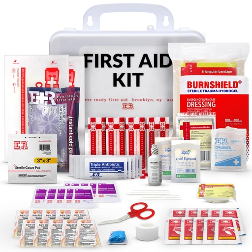[BRSRAEIBBAHBGCDX] 10 Person First Aid Kit - OSHA and ANSI Class A Compliant, Fully stocked Emergency Kit for Home, Office or Construction site